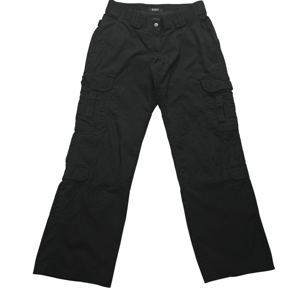 5.11 Pants Womens 14 Tall Black Cargo Twill Relaxed Fit Pockets Belted